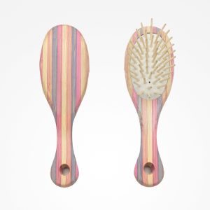 BIFULL CEPILLO MINI STRIPED BAMBOO OVALADO PUA MADERA
