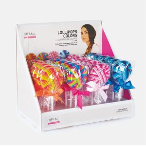 BIFULL EXPOSITOR PIRULETAS DE COLORES LOLLIPOPS COLORS 24 UNIDS