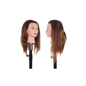 CABEZA MANIQUÍ MUJER CABELLO 100% HUMANO 18" RUBIO 45CM BIFULL (SOPORTE INCLUIDO)
