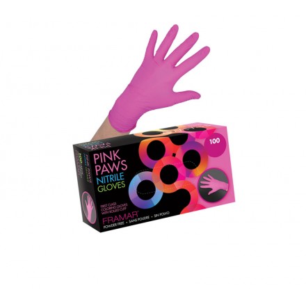 FRAMAR PINK PAWS NITRILE GLOVES 100